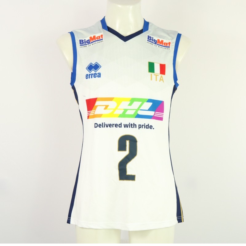 Italy women's national team jersey - athlete Degradi - at the European Championships 2023 - autographed by the team