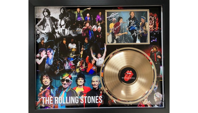 The Rolling Stones Signed and Framed Photo And Gold Disc Display