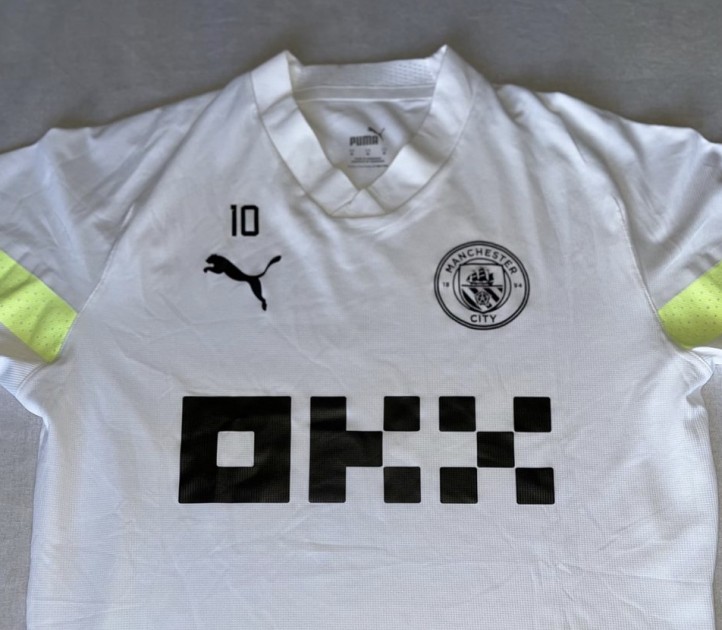 Jack Grealish Man City Training Kit Collection 2022/2023 - Worn White/Yellow Mesh Jersey