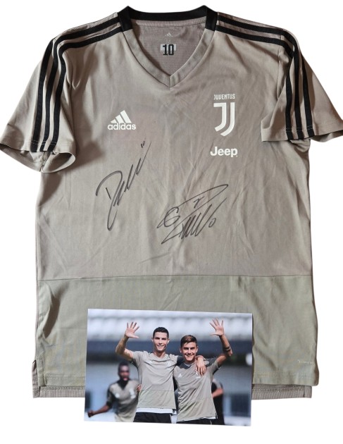 Maglia Dybala Allenamento Pre-Gara Indossata Juventus, 2018/19 - Autografata da Ronaldo e Dybala