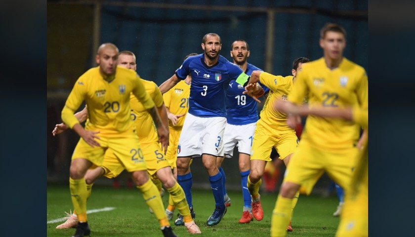 Chiellini's Match Shirt, Italy-Ukraine - Special Genoa Patch