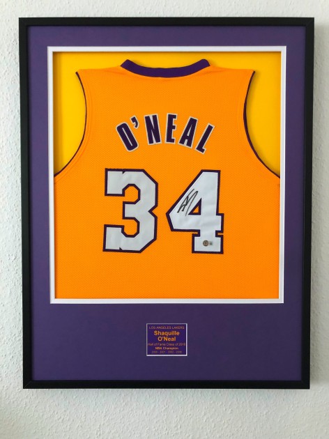 Shaquille O'Neal Signed And Framed Lakers Jersey