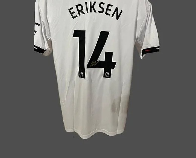 Maglia away Christian Eriksen Manchester United, 2022/23 - Autografata e incorniciata
