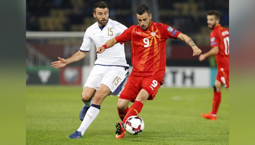 Barzagli's Signed Match Shirt, Macedonia-Italy 2016 