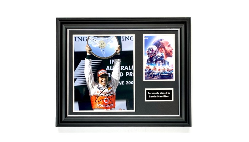 Lewis Hamilton Signed and Framed Formula One Photo Display