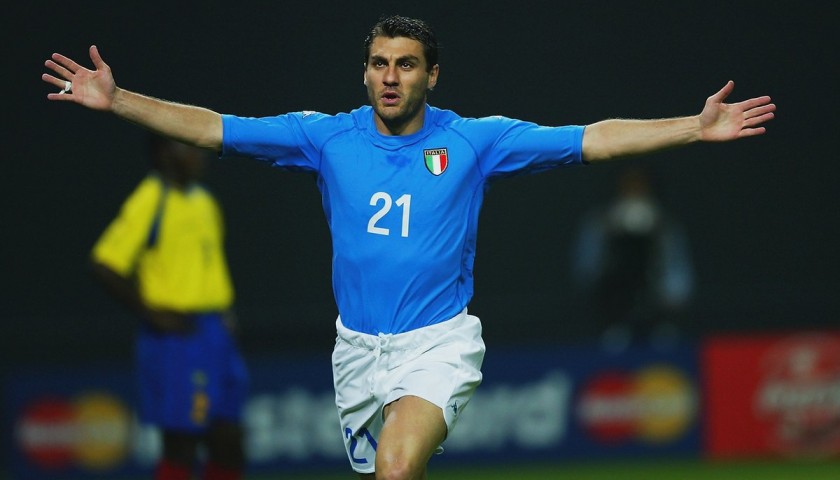 Signed Official Vieri Italy Shirt, 2002 Season
