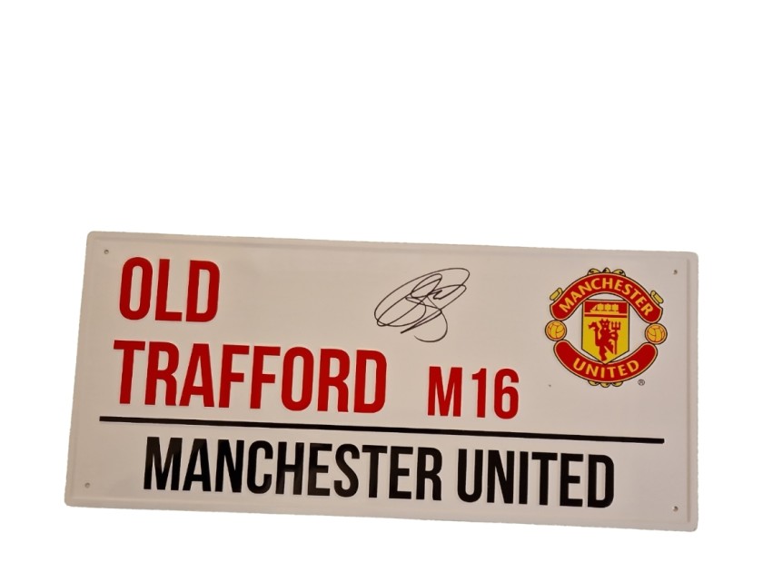 Ole Gunnar Solskjaer Signed Manchester United Football Club Road Sign