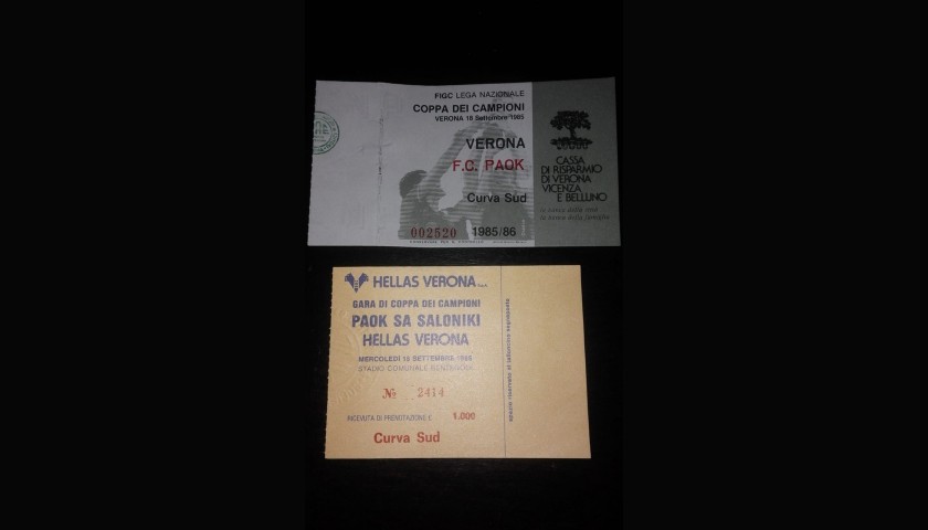 Original Ticket Hellas Verona-PAOK, 1985