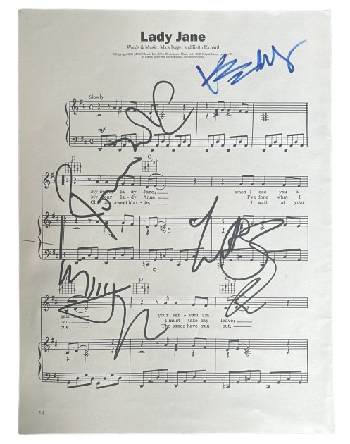 The Rolling Stones Signed Lady Jane Sheet Music