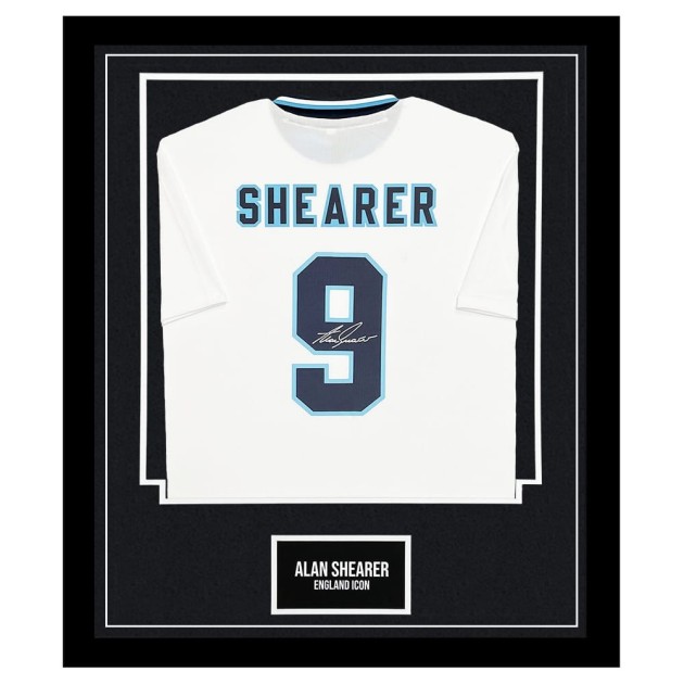 Alan Shearer's England 1996 Signed and Framed Shirt