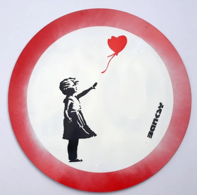 Banksy "Girl With Red Balloon" Metal Road Sign (Attributed)