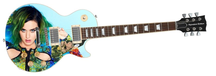 Katy Perry Signed Pickguard on a Custom Signature Edition Guitar