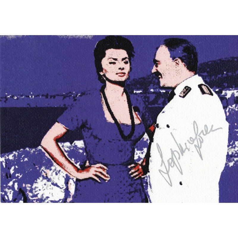 Artwork di Marcello Mastroianni e Sophia Loren - Autografato da Sophia Loren