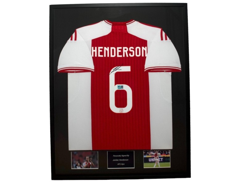 Camicia AFC Ajax 2023/24 di Jordan Henderson firmata e incorniciata