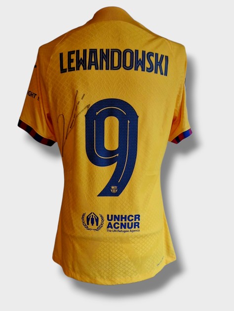 Lewandowski's FC Barcelona UCL 2024/25 Signed Match-Issued Away Shirt