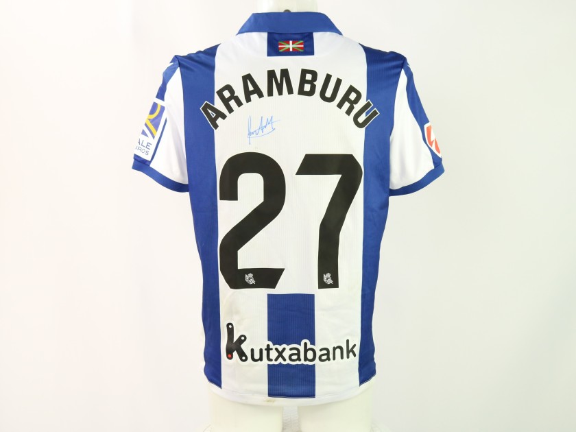 Aramburu's Signed Unwashed Shirt, Real Sociedad vs Barcelona 2024