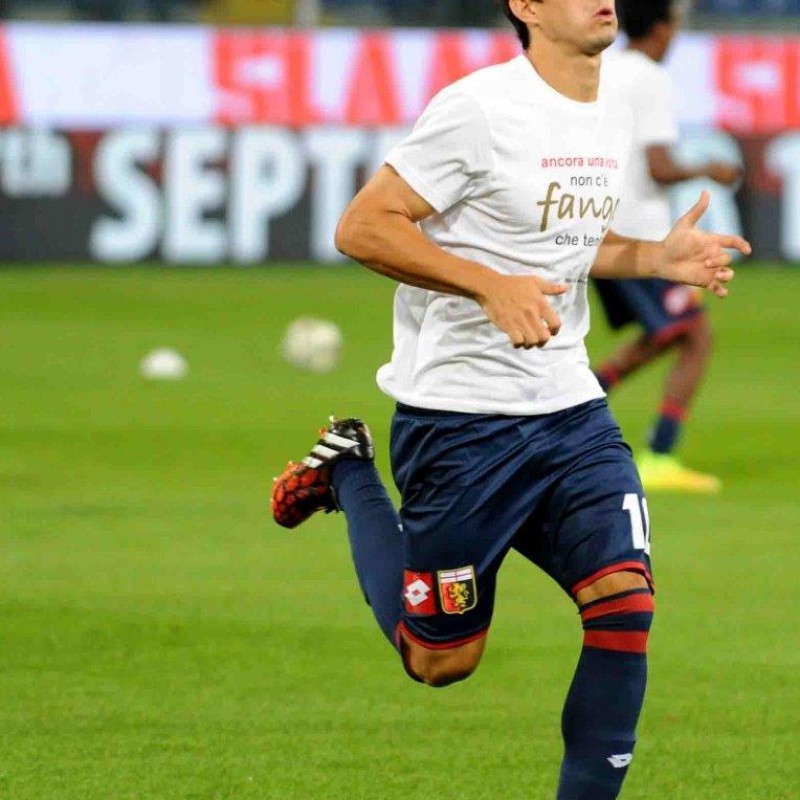 Perotti match worn shirt “Non c’è fango che tenga” , Genoa–Empoli Serie A 2014/2015 - signed