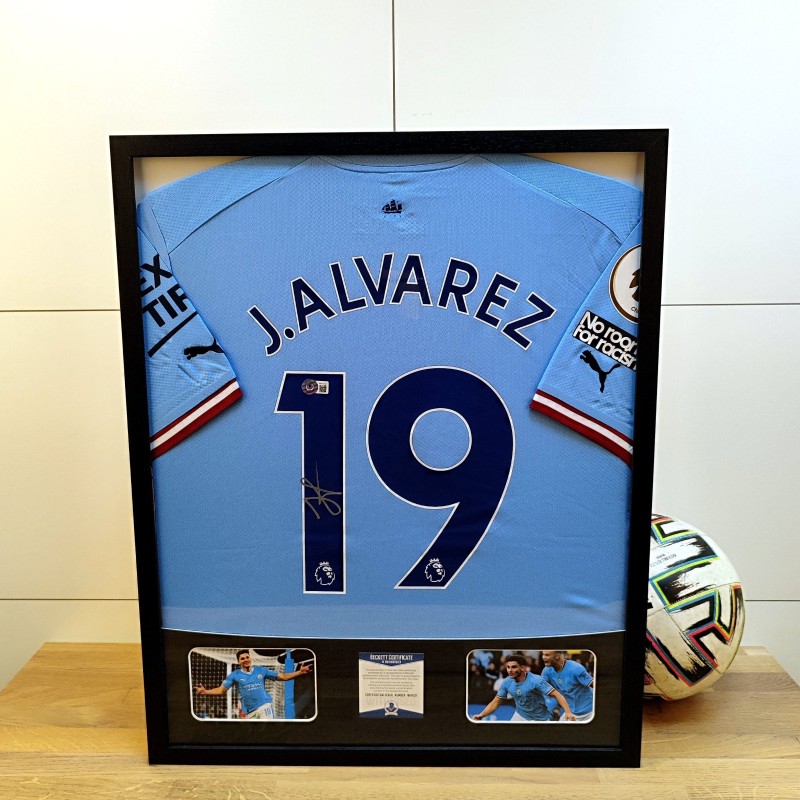 Julian Alvarez's Manchester City Signed and Framed Shirt 