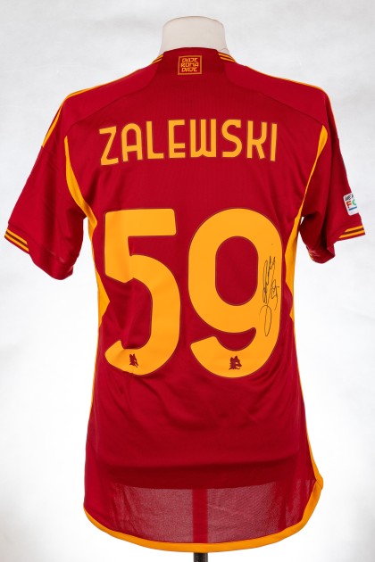 Maglia gara Zalewski AS Roma 2023/24, vs AC Milan - Autografata