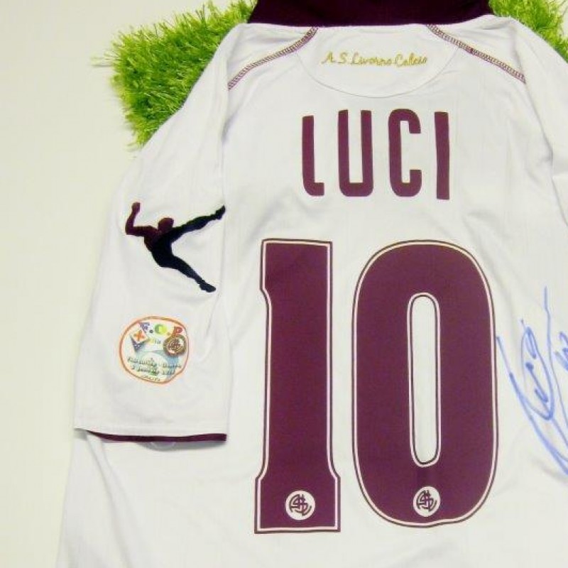 Maglia Livorno di Luci indossata in Fiorentina-Livorno, Serie A 2013/2014 - firmata