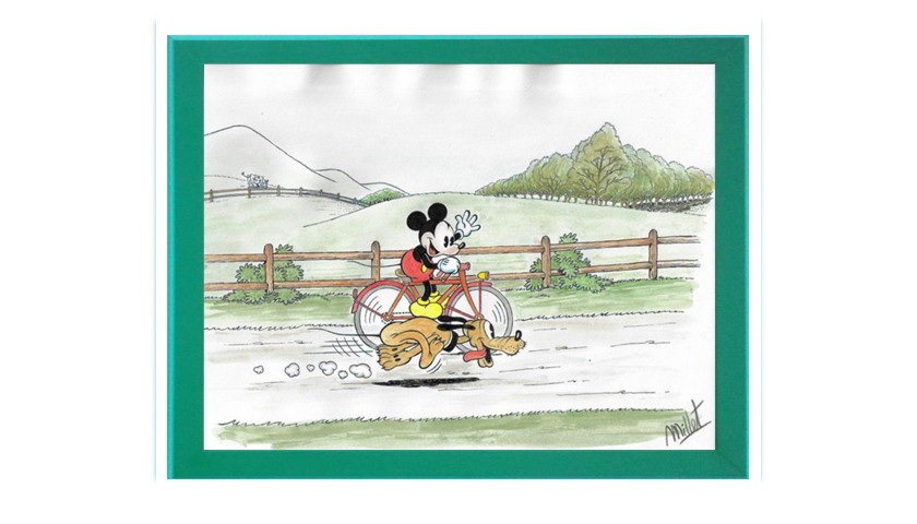 Mickey Mouse and Pluto Original Board by José María Millet López