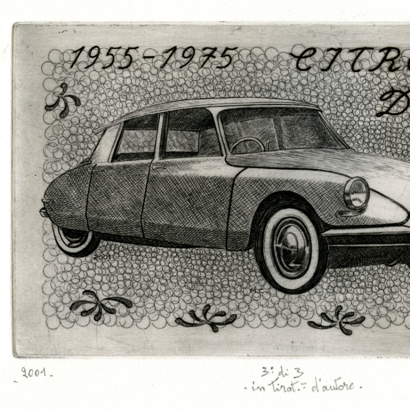 Marco Costantini “1955-1975 Citroen DS”- etching - 16x10 cm
