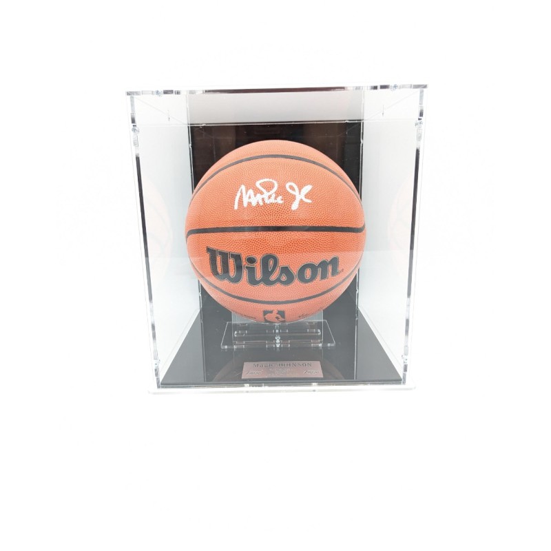 Magic Johnson's Los Angeles Lakers Signed Basketball with Display Case