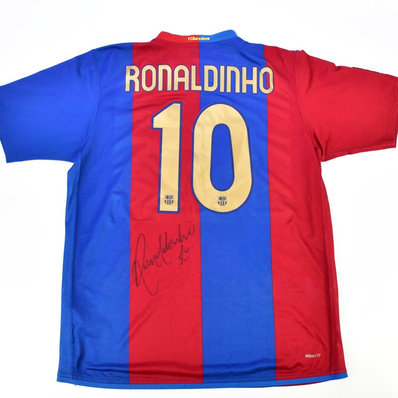 Maglia replica FC Barcelona firmata da Ronaldinho 