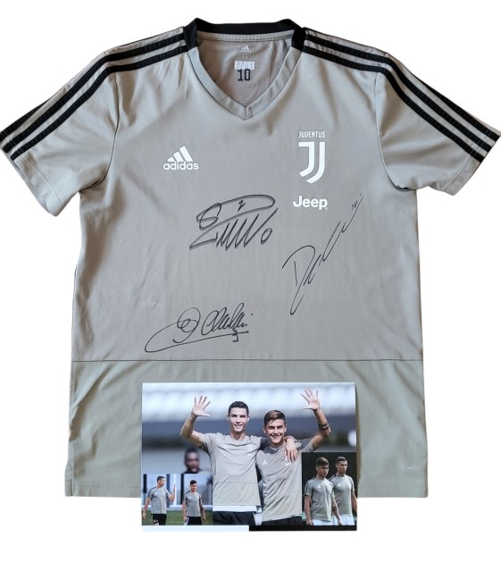 Juventus' Signed Training Pre-Match Shirt, 2018/19 - Signed by Ronaldo, Dybala and Chiellini