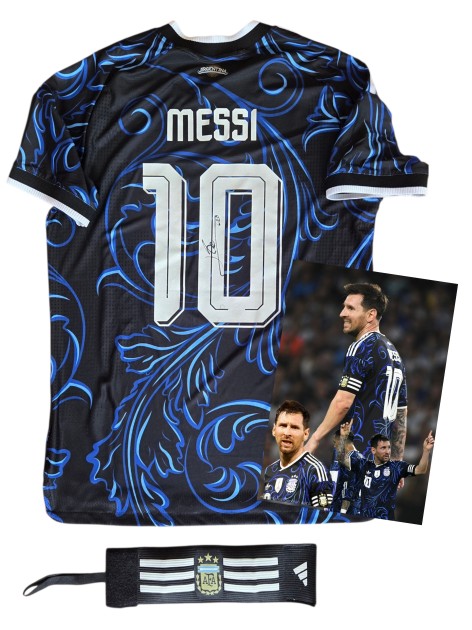 Maglia Gara Autografata Messi Argentina vs Zambia, 2026 + Fascia Capitano 