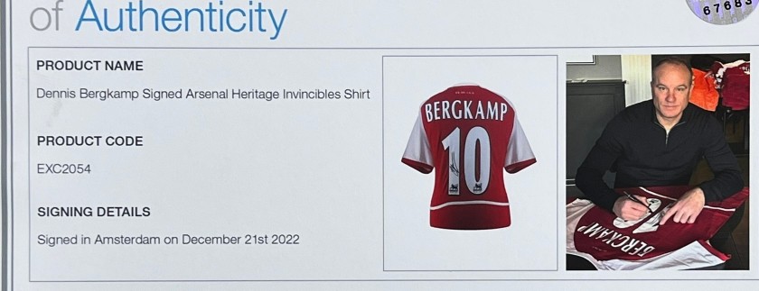 Maglia Dennis Bergkamp Arsenal Invincibles - Autografata e