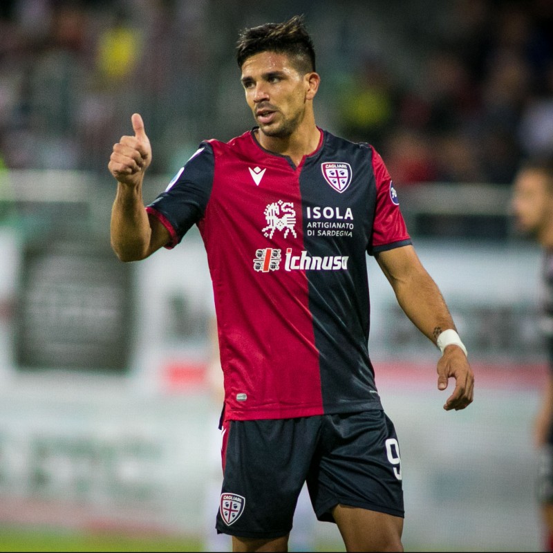 Simeone's Match-Issued Signed Shirt, Cagliari-Fiorentina 