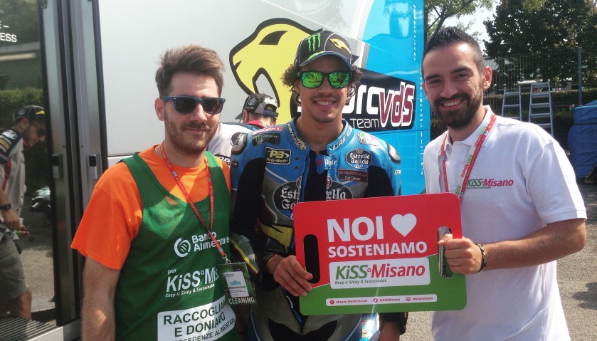 KiSS Misano Banner Signed by Morbidelli, Abraham, Smith and Espargarò