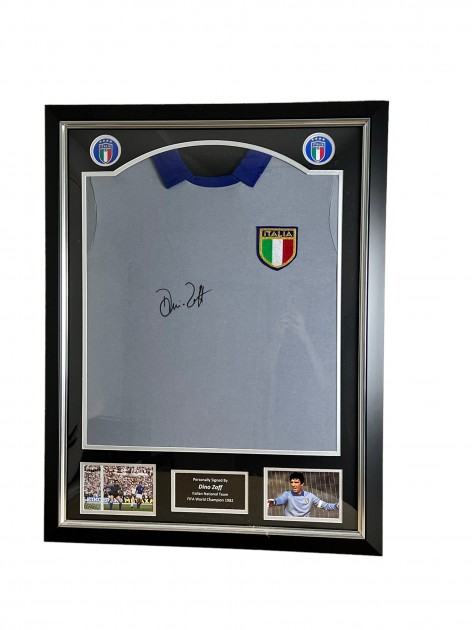 Dino Zoff's Italy 1982 Signed and Framed Shirt