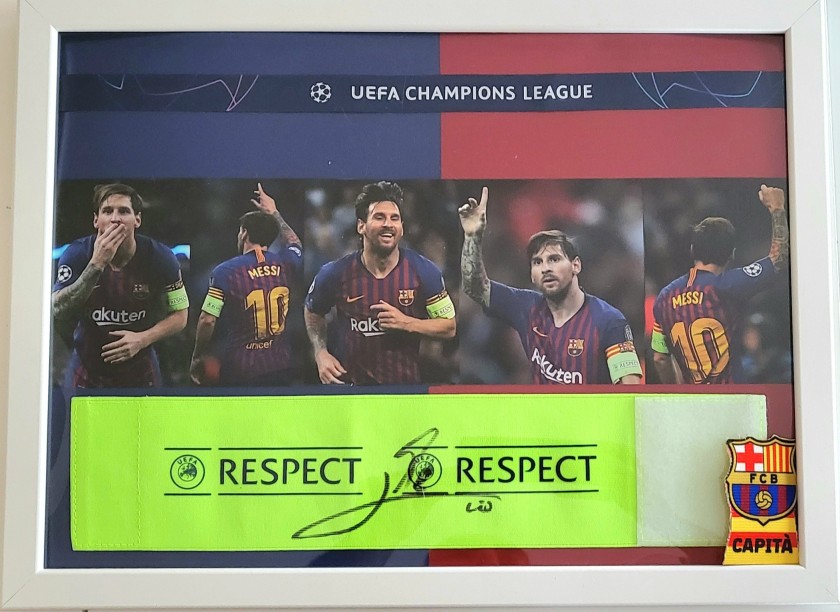 Messi's Barcelona Signed Match-Worn Captain's Armband, UCL 2018/19