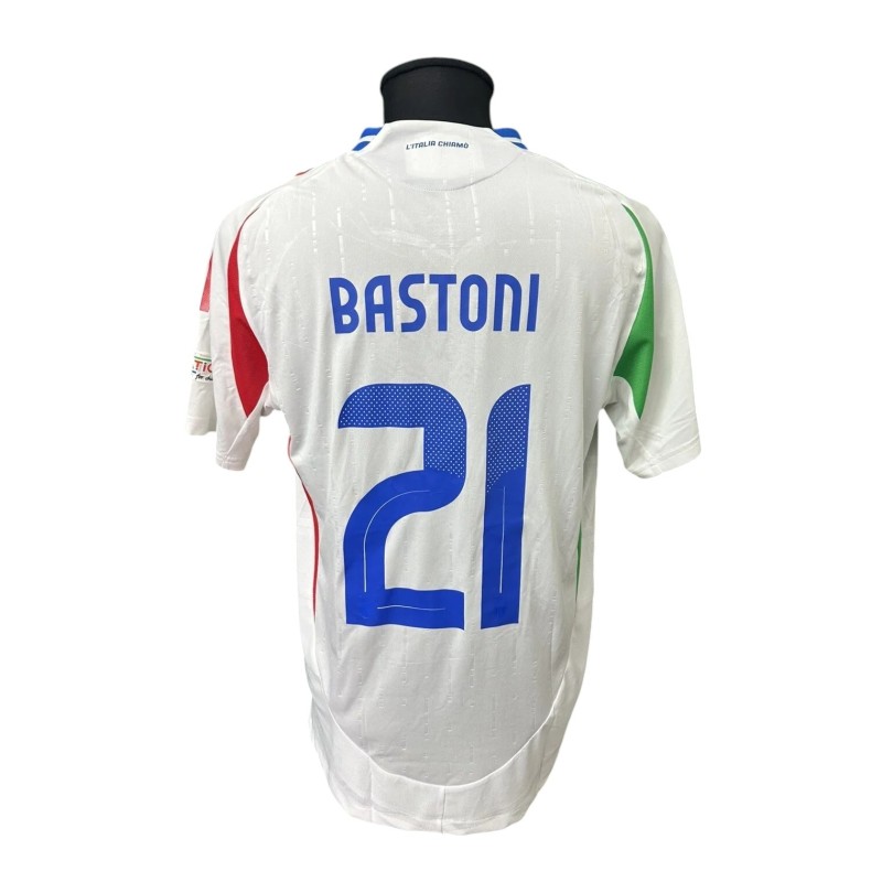 Bastoni's Italy vs Belgium Issued Shirt, Nations League 20245