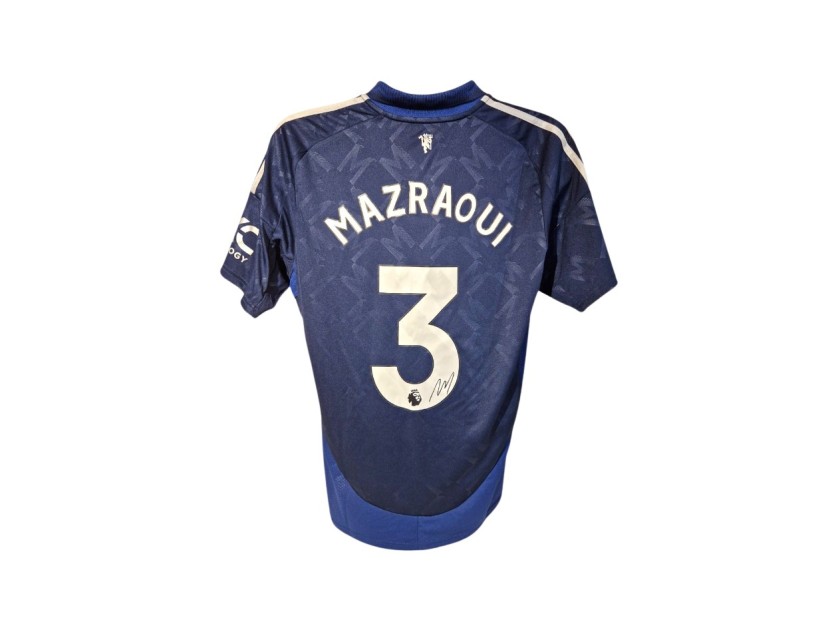 Maglia ufficiale da trasferta firmata da Noussair Mazraoui per il Manchester United 2024/25