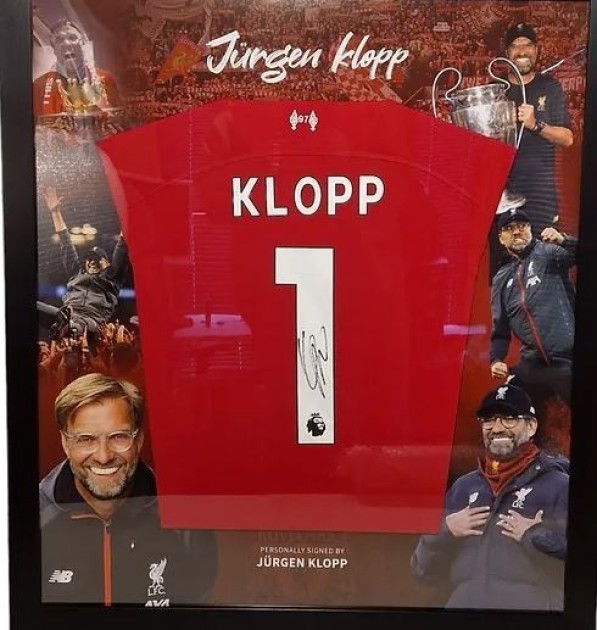 Maglia firmata da Jurgen Klopp per il Liverpool 2023/24, incorniciata