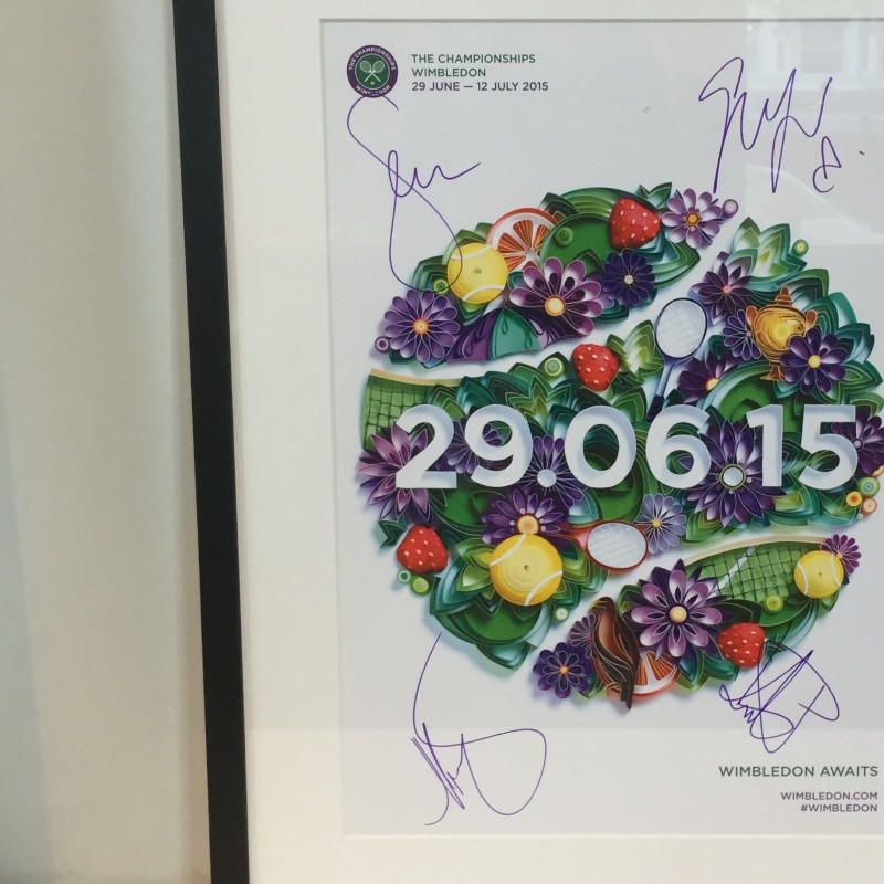 Wimbledon 2015 Official Poster Signed by Petra Kvitova, Garbing Muguruza, Maria Sharapova and Serena Williams