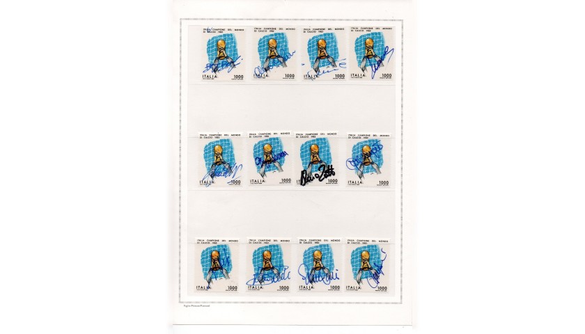  Stamps Signed by Spain 1982 World Cup Champions 