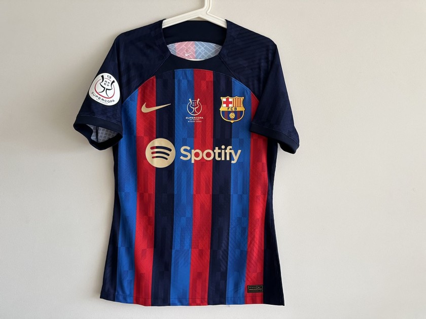 Pedri's FC Barcelona 2022/23 Supercopa Match Shirt - CharityStars