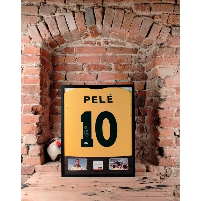 Maglia Pelé Brasile in cornice deluxe di alta qualità - Autografata