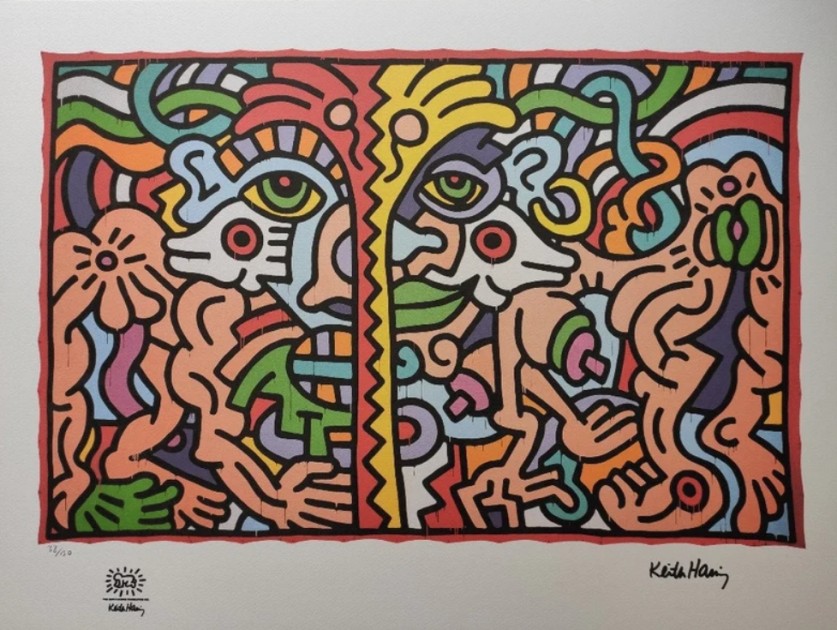 "Pop-Art" Lithograph Signed by Keith Haring