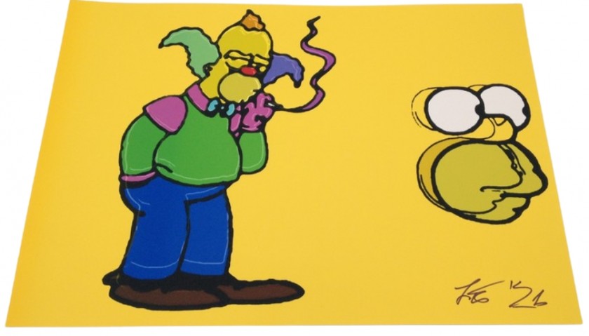 "Simpson Krusty the clown yellow version" Original Limited Edition Board by John Efrem