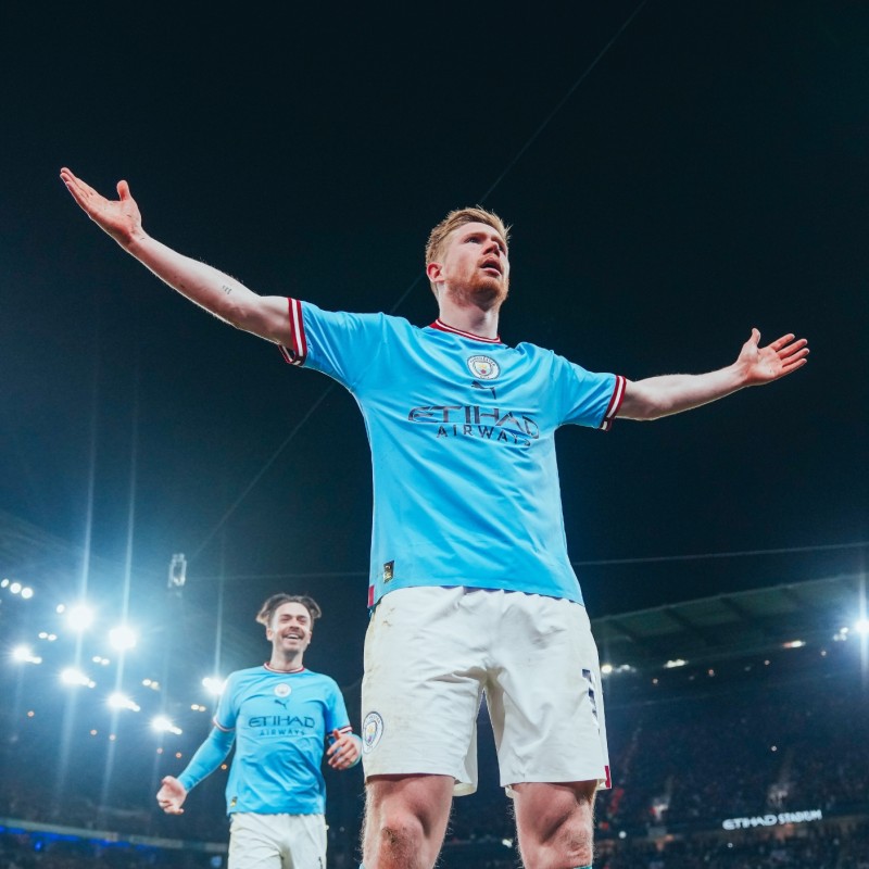 Signed Kevin De Bruyne Photograph, There's Only One Kevin De Bruyne vs Arsenal 2022/23 Season