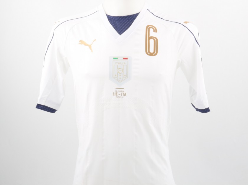 Candreva Match issued/worn Shirt, Liechtenstein-Italy 12/11/16