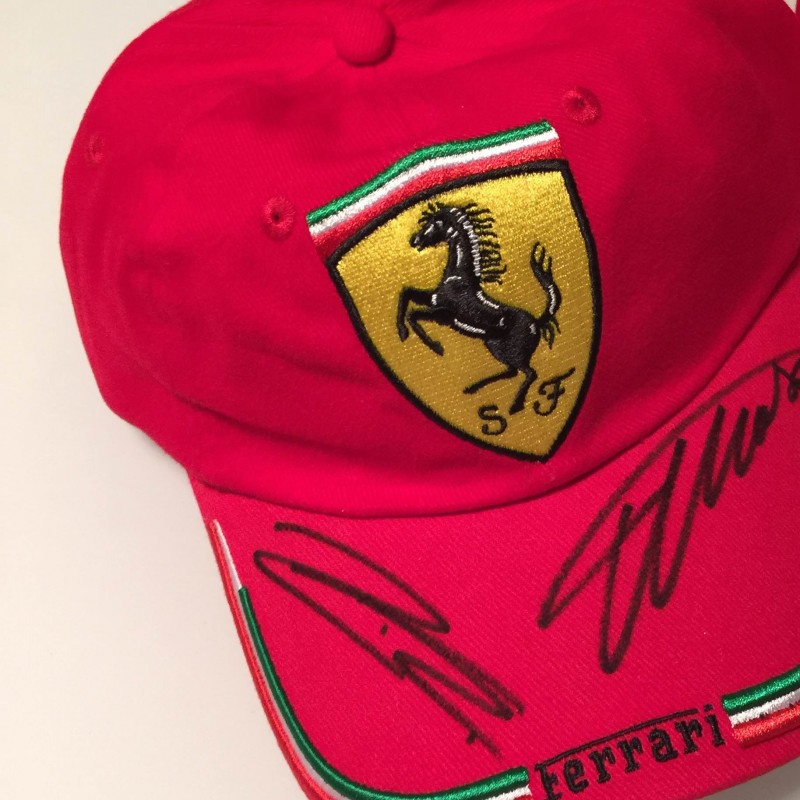 Ferrari official hat signed by Alonso and Raikkonen