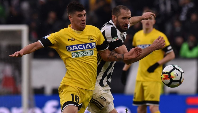 Perica's Match-Worn 2018 Juventus-Udinese Shirt with "Ciao Davide" Patch