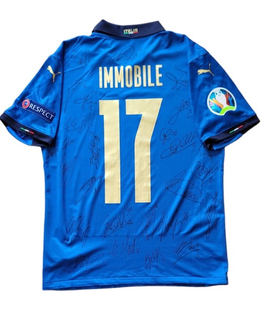 Immobile's Match-Issued Shirt, Italy vs England Euro 2020 Final - Signed by the players