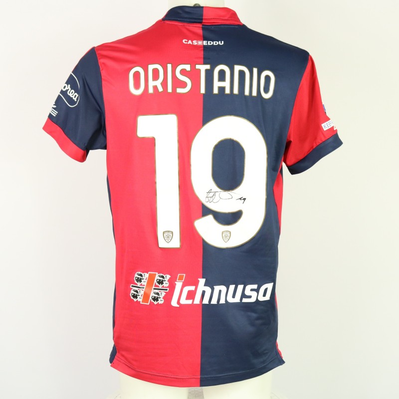 Oristanio's Unwashed Signed Shirt, Cagliari vs Hellas Verona 2024 "Keep Racism Out"